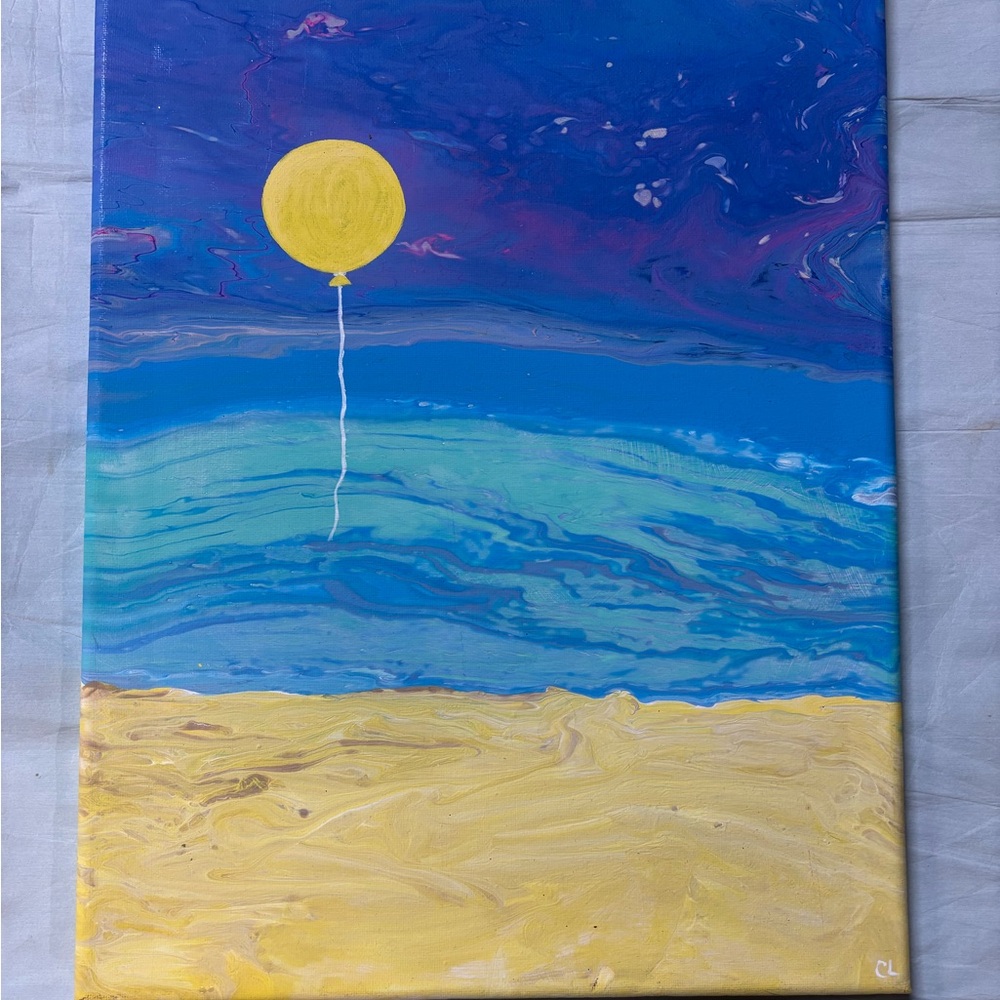 BTS Inspired Abstract Blue and Yellow Balloon Canvas Art